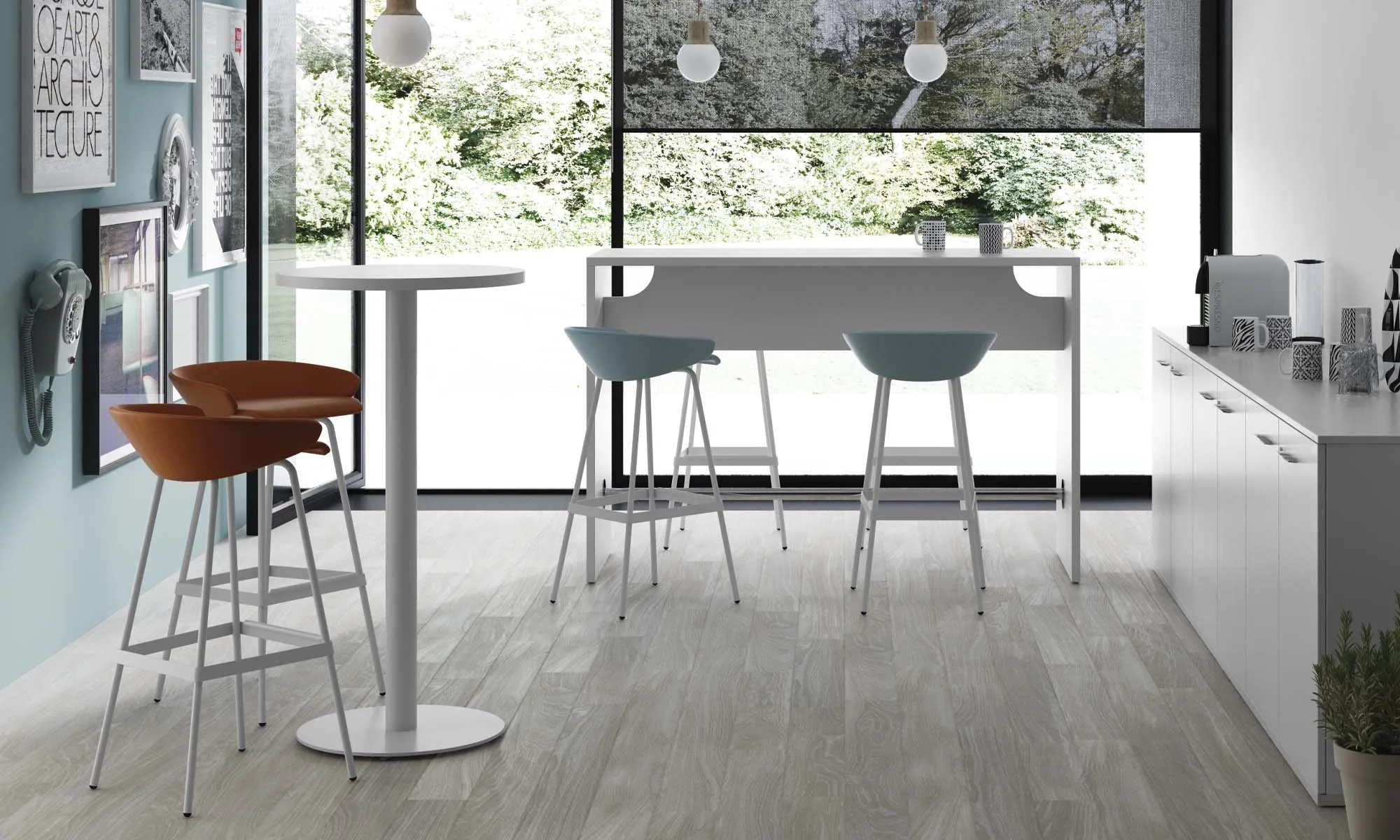 Office High Table Round and Square. Table for Stools - Pop