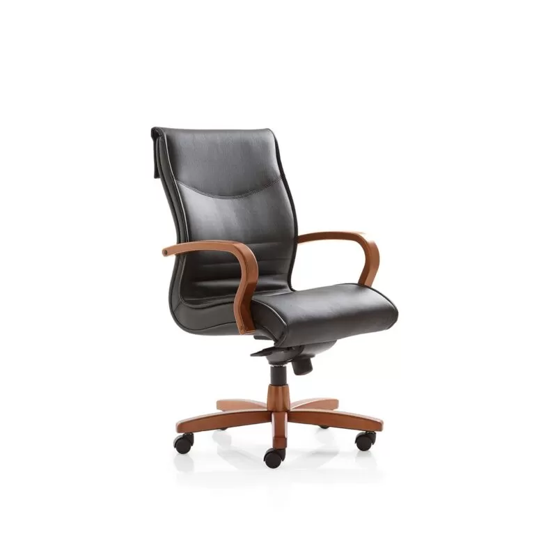 EUREKA ERGONOMIC Sedia Ufficio In Vera Pelle Nera, Poltrona Direzionale Girevole Con Poggiatesta E Supporto Lombare, Portata 136 Kg