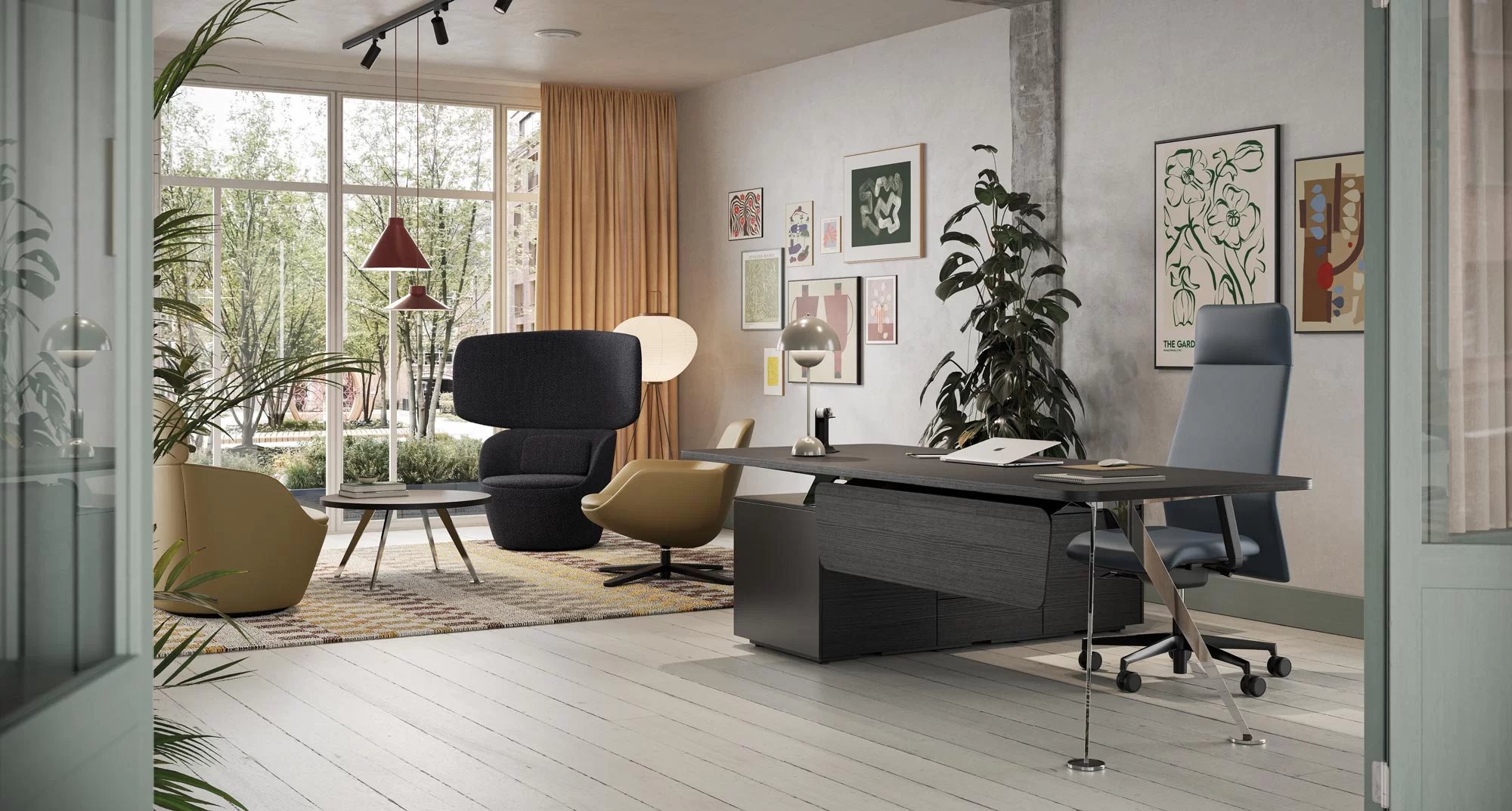 Executive Design Desk in Glass and Wood. Luxury executive desk - Spike