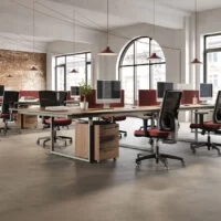 Open Space Bench Desks with Partition Screens - Be.1