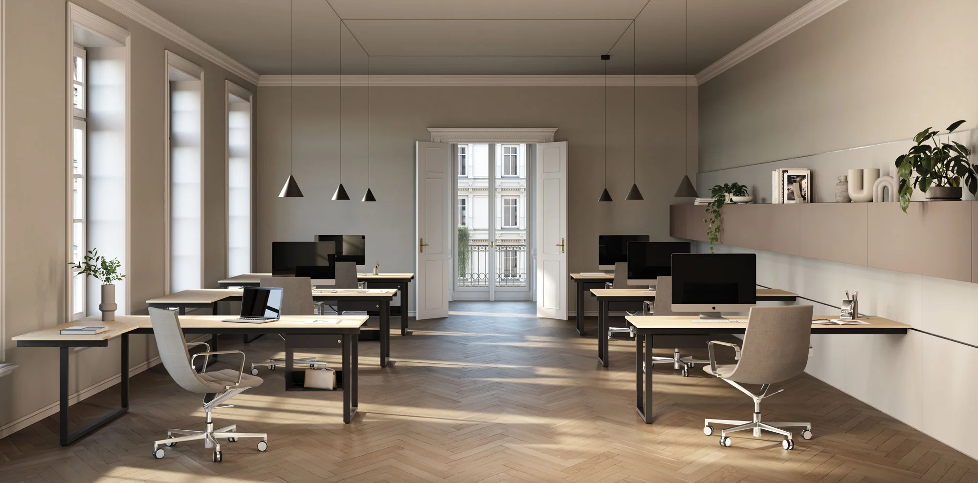 Office Desk with Drawers and Cable Duct - Be.1