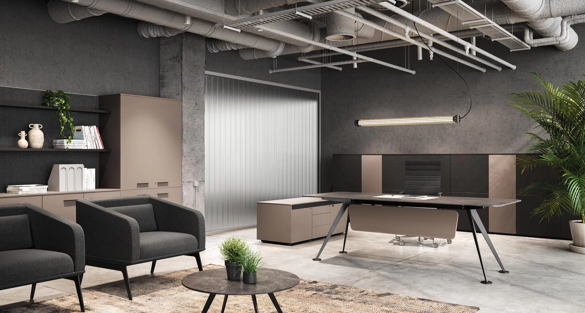 Executive Design Desk in Glass and Wood. Luxury executive desk - Spike