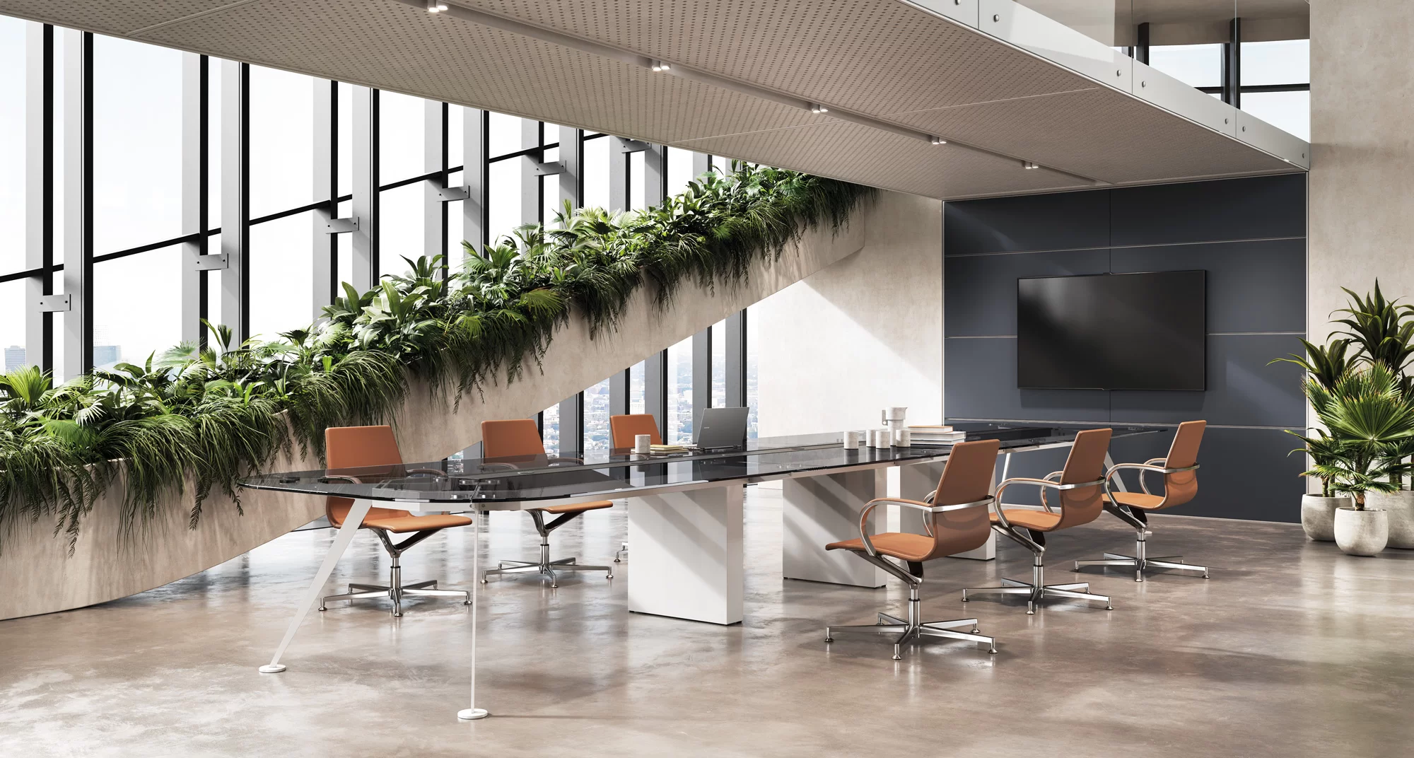 Board Meeting Table. Glass and Wood Design Meeting Tables - Spike