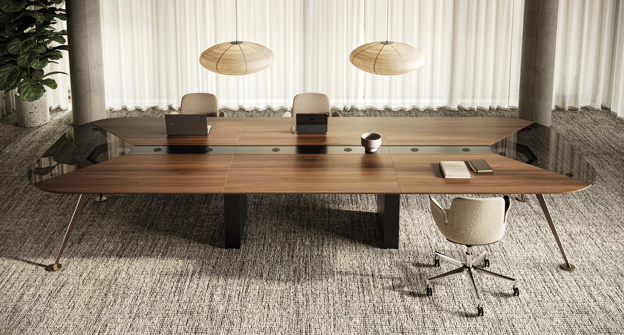 Board Meeting Table. Glass and Wood Design Meeting Tables - Spike