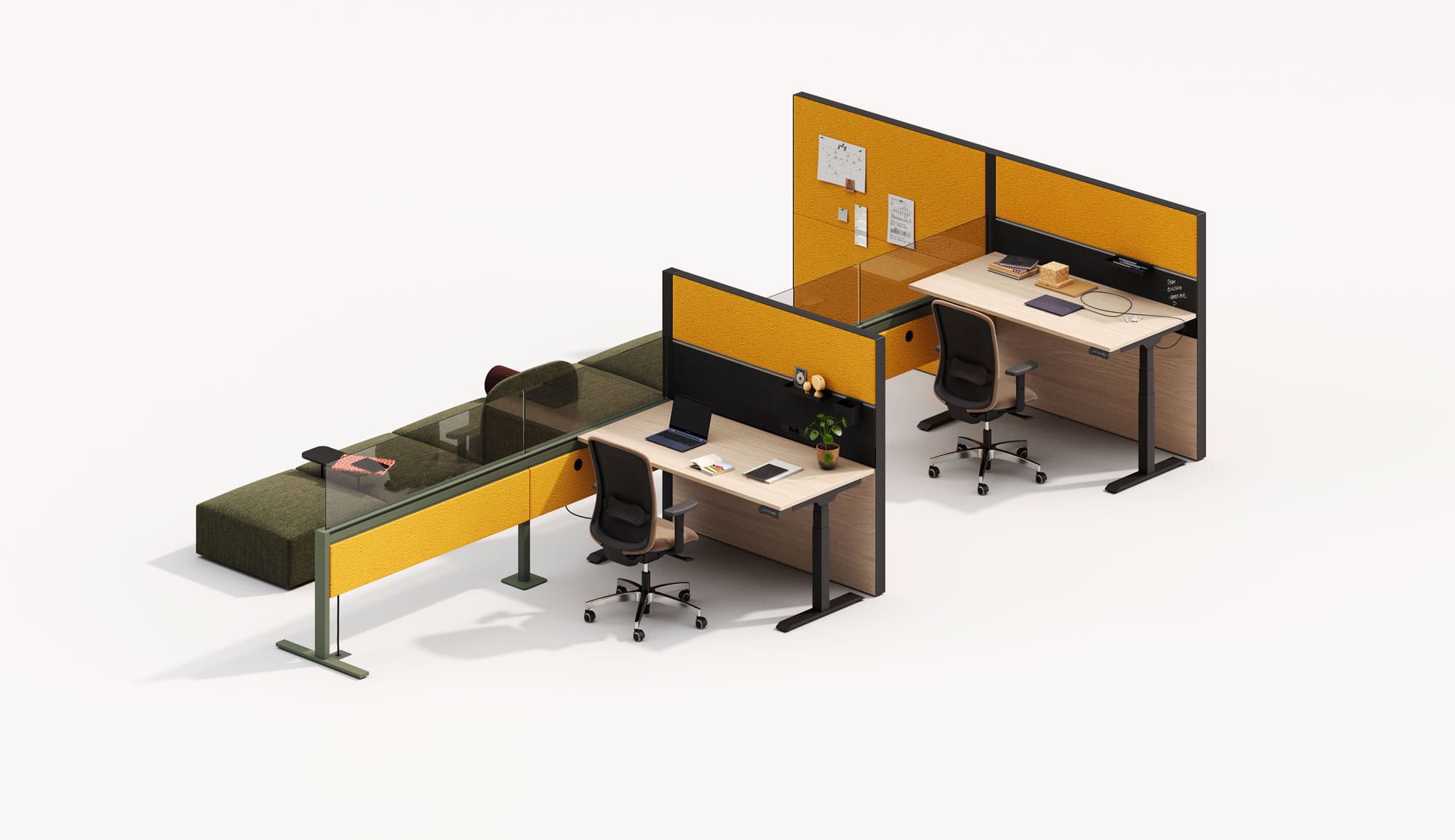 configurare ambienti che spaziano da zone prettamente operative a zone di condivisione e relax