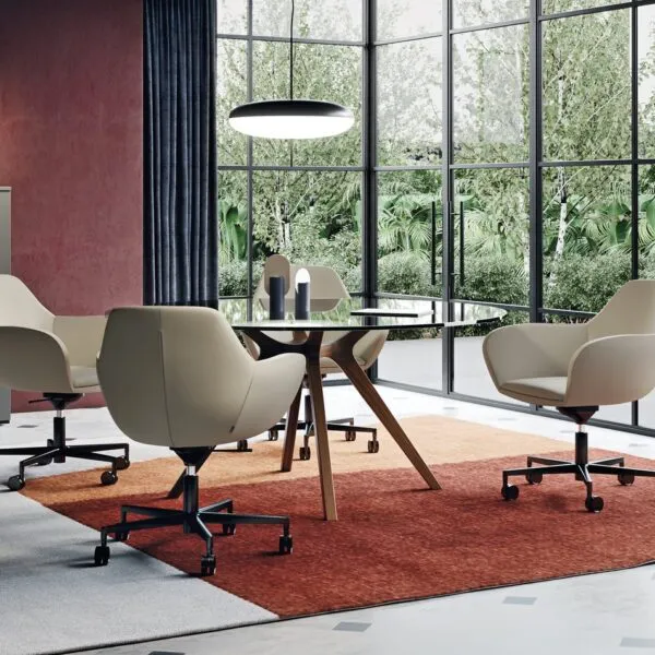 Skyline office armchairs in a meeting room with a red rug