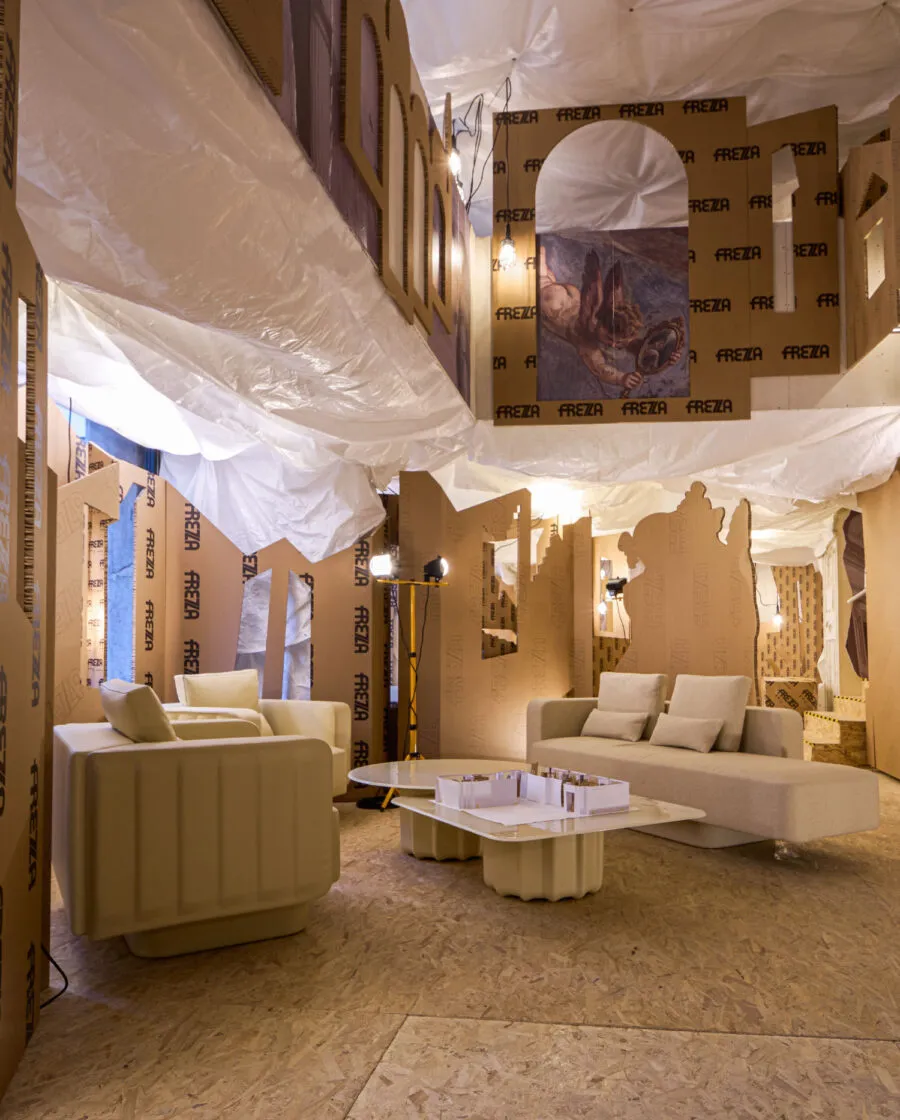 Frezza Milano Design Week 2026 Showroom San Babila - Sabree Coffee Tables, sofa and armchairs