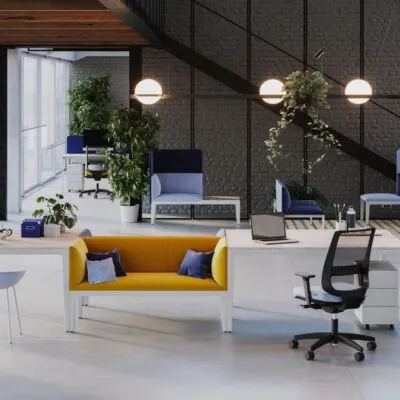 Open space office furniture and lounge area by Frezza
