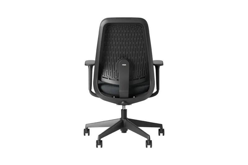 Retro della sedia ufficio ergonomica professionale Areca Fabric: scocca dello schienale con disegno ispirato alla palma e supporto lombare regolabile