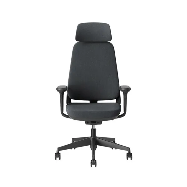 Areca, sedia ufficio ergonomica professionale in tessuto grigio antracite con poggiatesta