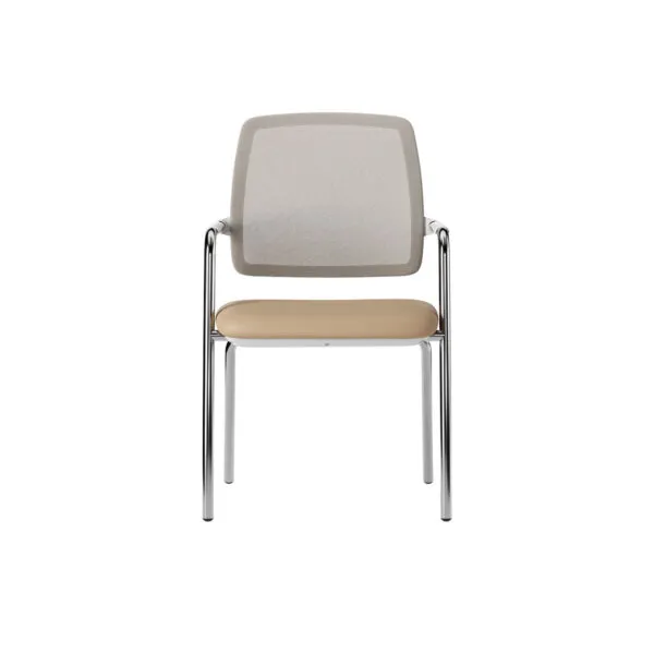 Charlize, office chair without wheels with mesh back and chrome armrests