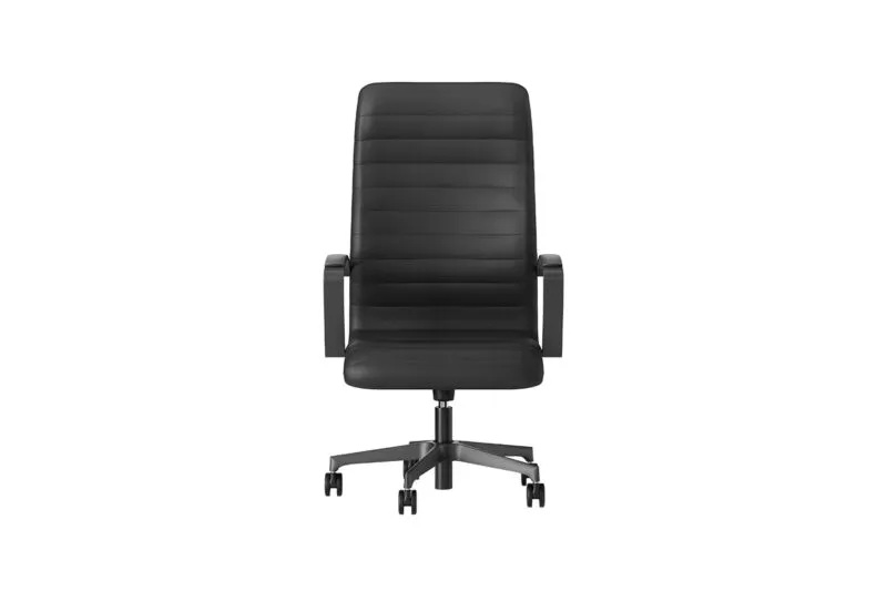 Florence upholstered executive chair, high back in black faux leather with black five-star base