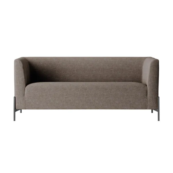 Clint waiting room seating: three-seater sofa in taupe grey fabric with steel feet